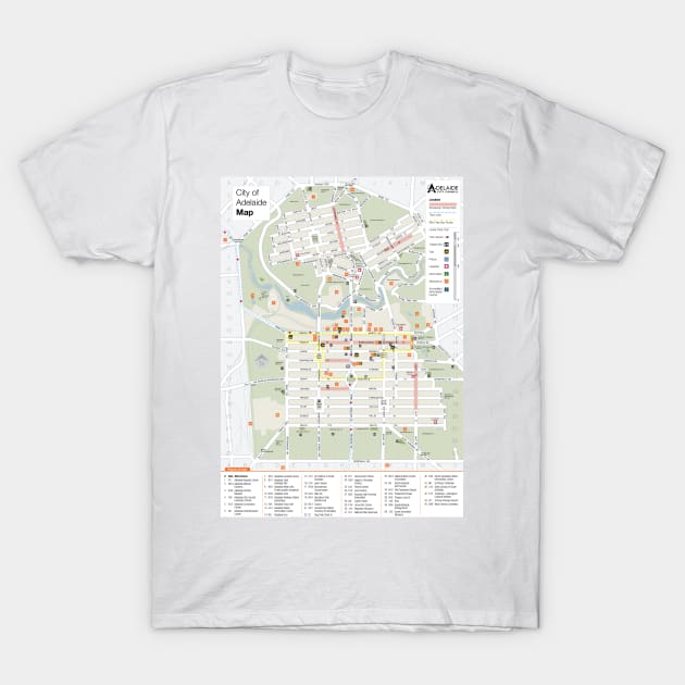 Adelaide - Australia - City Center Map - HD T-Shirt by Superfunky